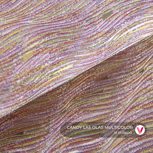 Sintetico Candy Olas Multicolor Dorado