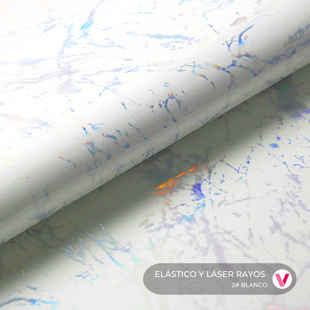 Sintetico Elastico Laser Rayos Blanco
