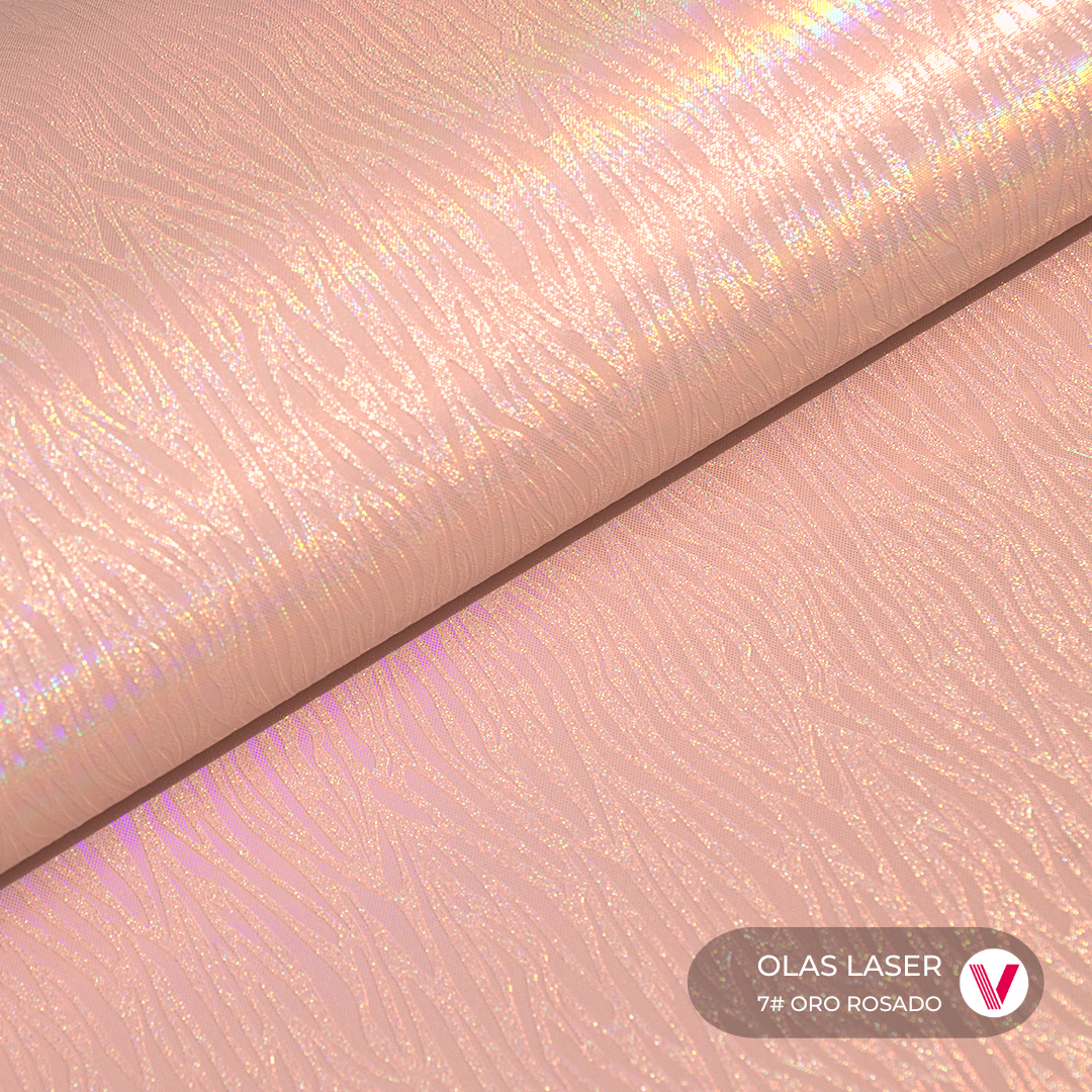 Sintetico Olas Laser Oro Rosado