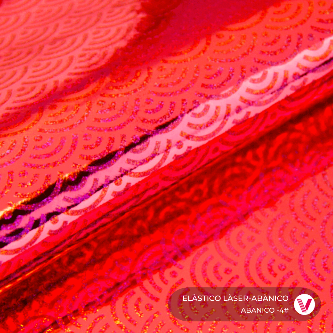 Sintetico Elástico Láser Abanico Rojo