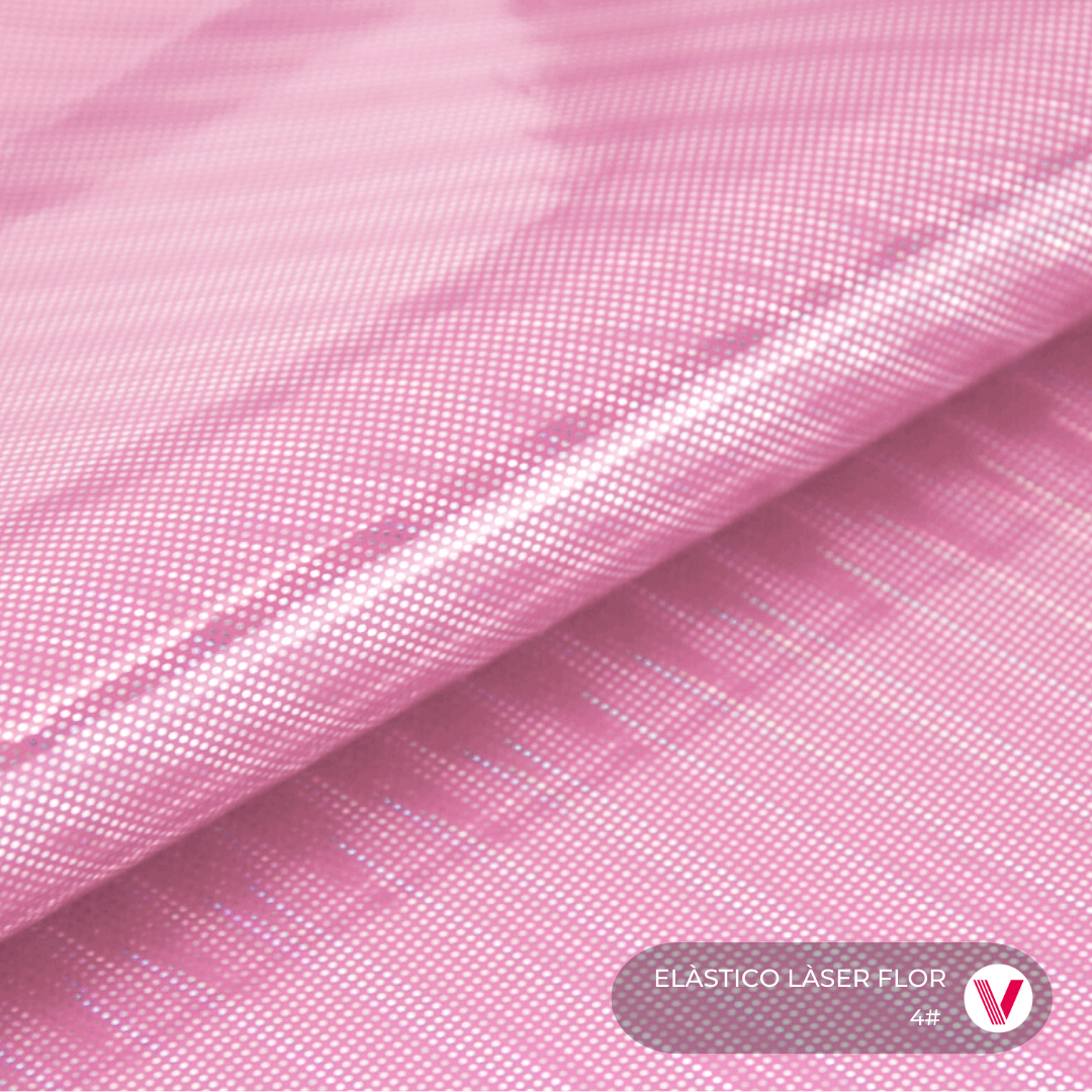 Sintetico Elástico Láser Flor Rosa
