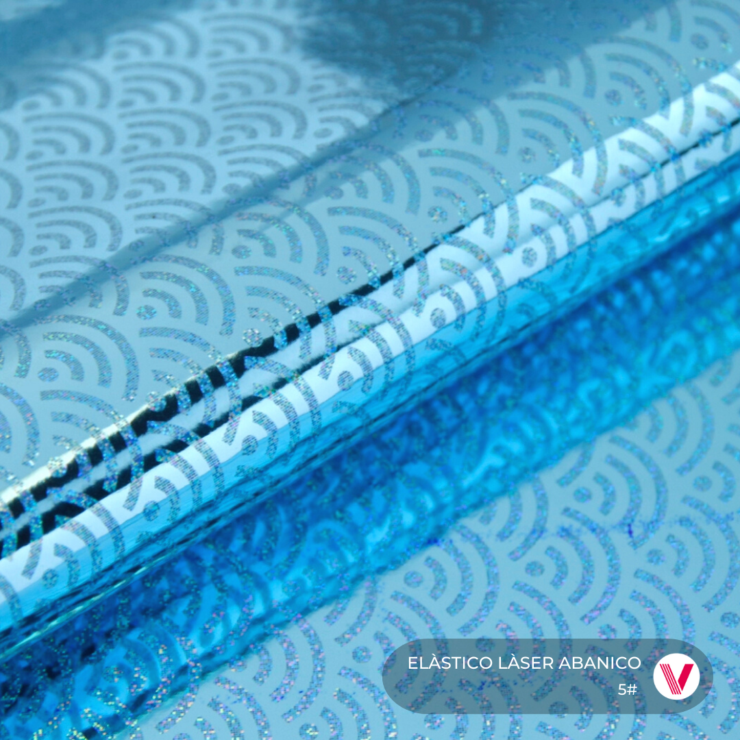 Sintetico Elástico Láser Abanico Azul