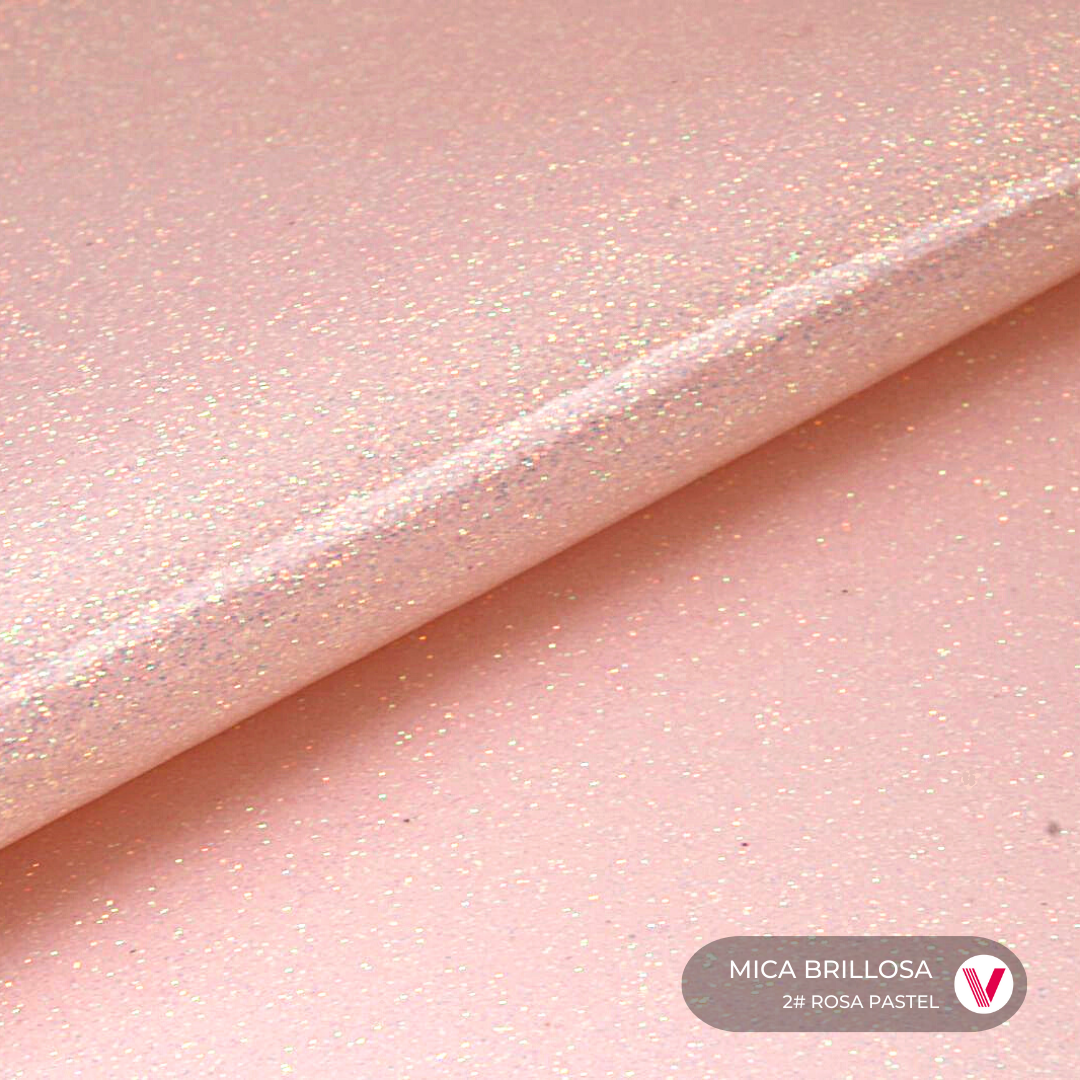Sintetico Mica Brillosa Rosa Pastel
