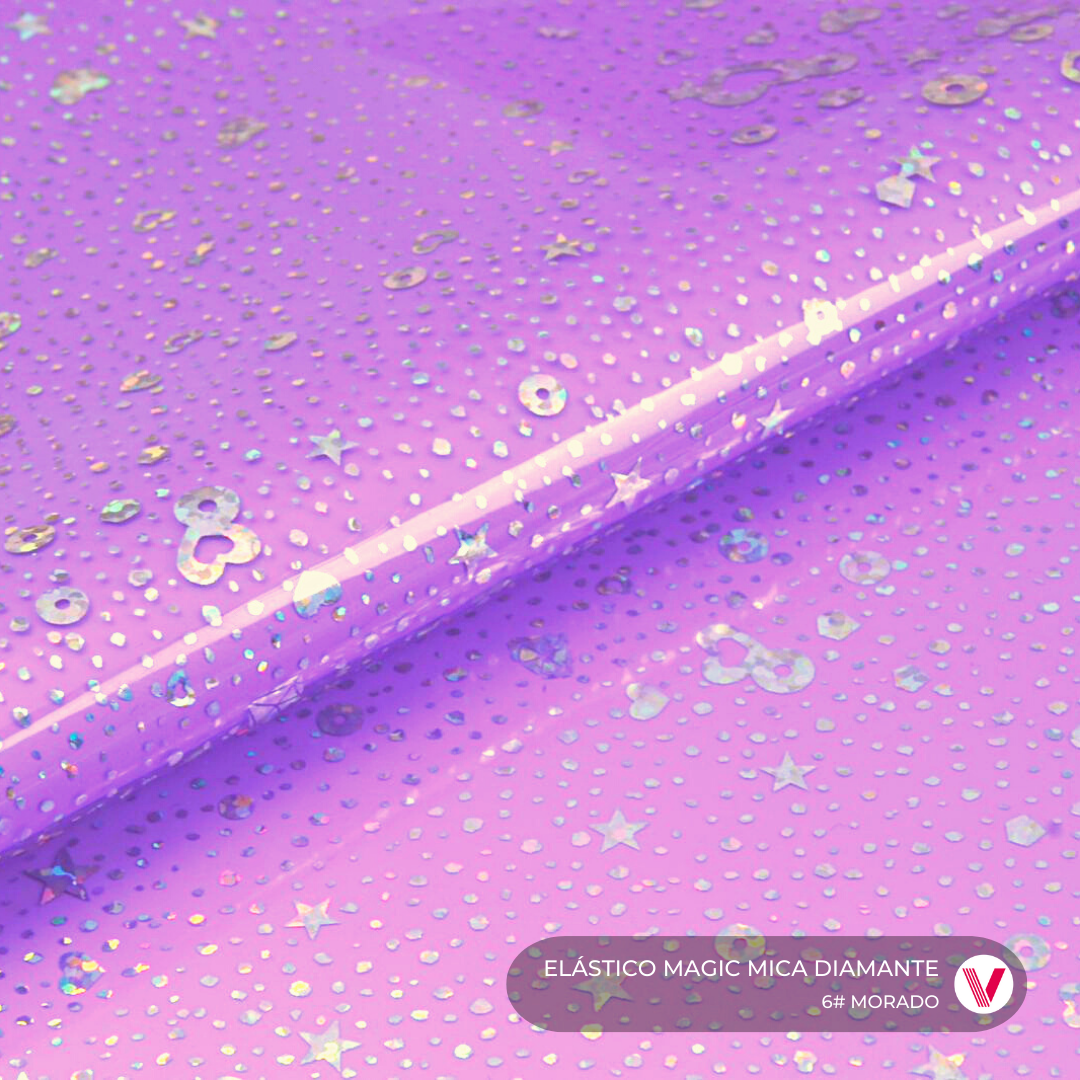 Sintetico Elástico Magic Mica Diamante Morado