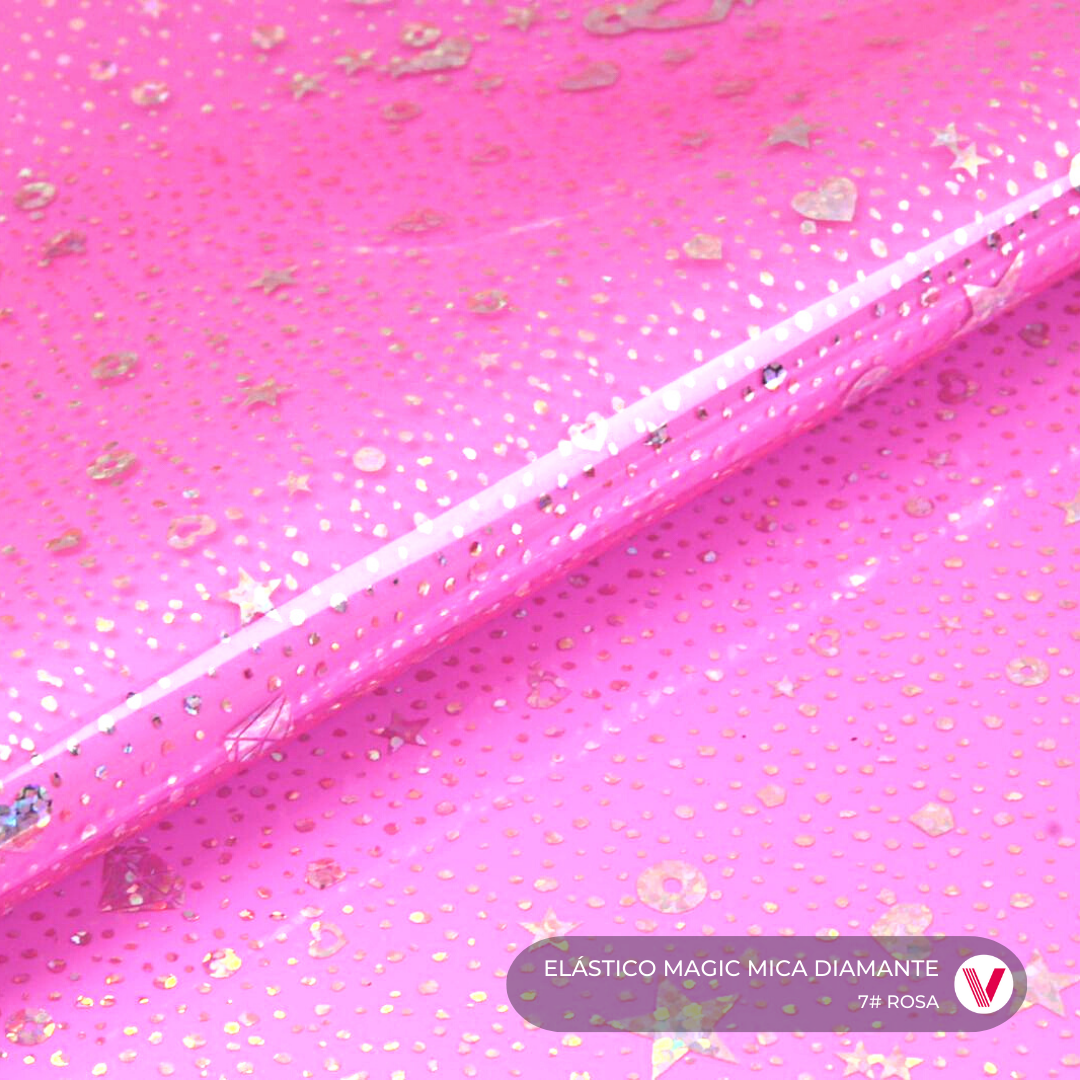 Sintetico Elástico Magic Mica Diamante Rosa