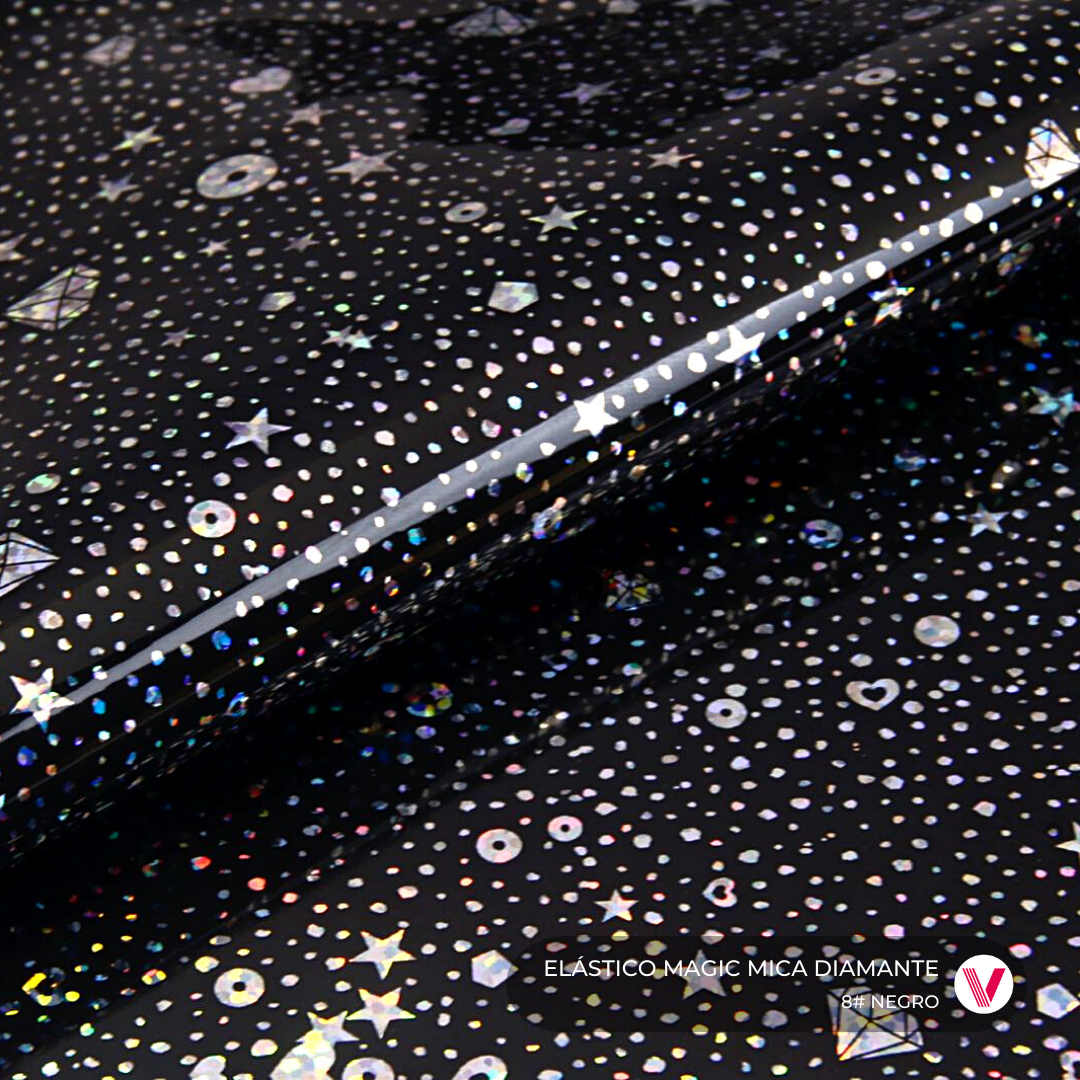 Sintetico Elástico Magic Mica Diamante Negro