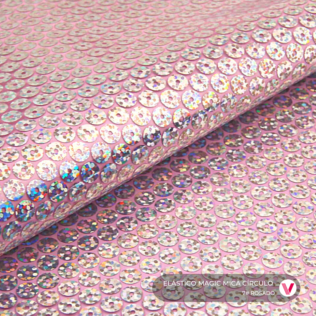 Sintetico Elástico Magic Mica Circulo Rosado