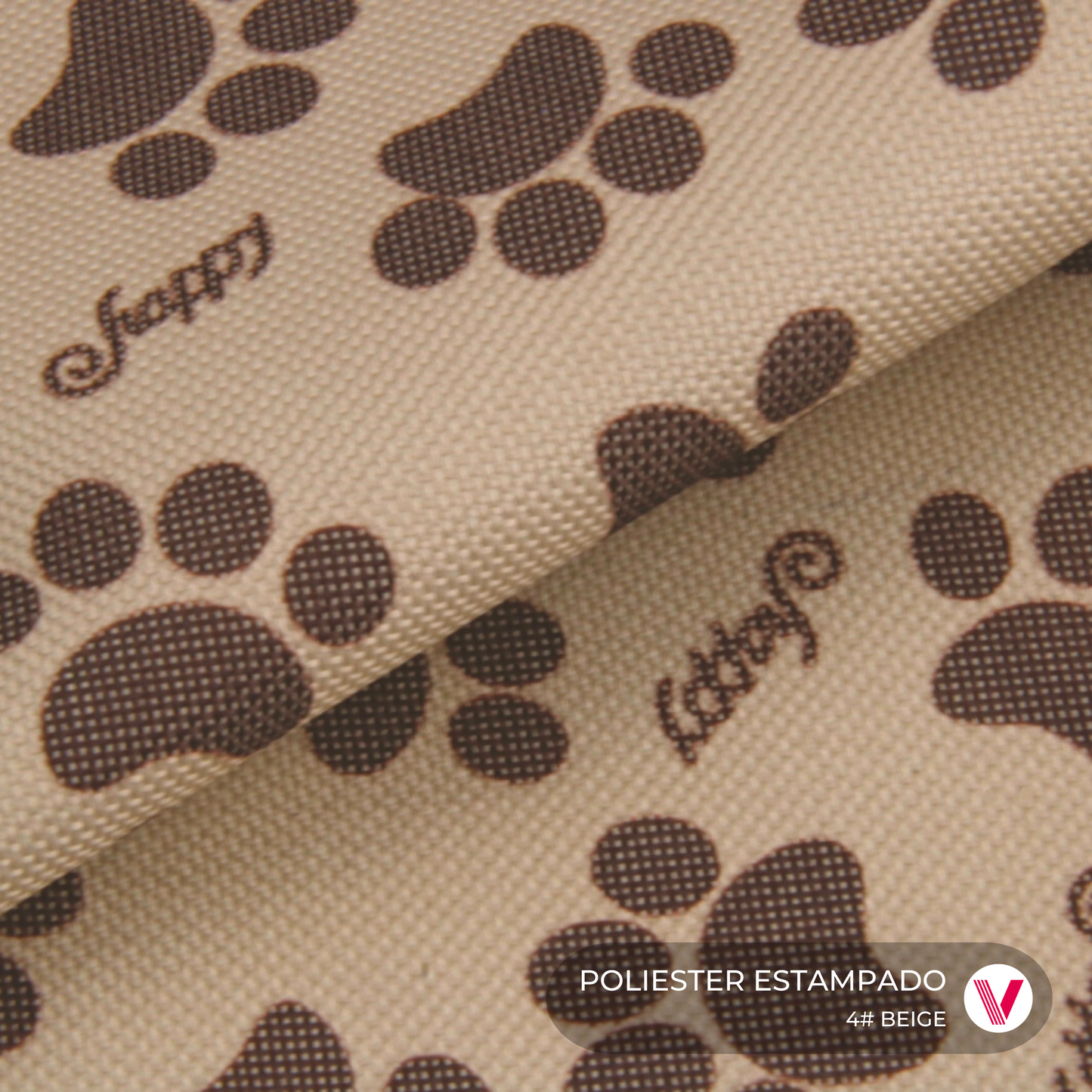 Sintetico Poliester Estampadon Patitas Beige