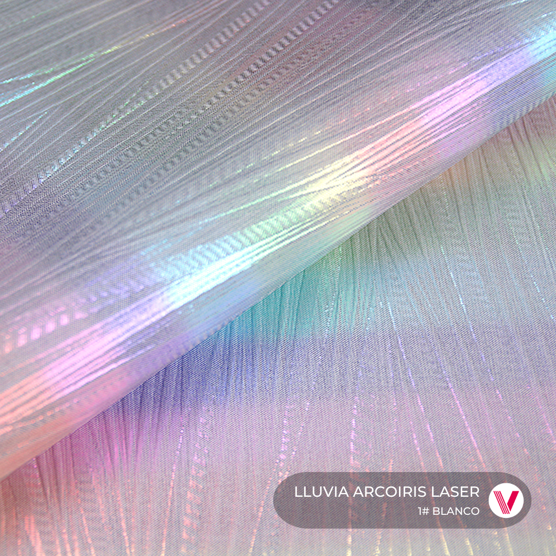 Sintetico Lluvia Arcoiris Laser Blanco