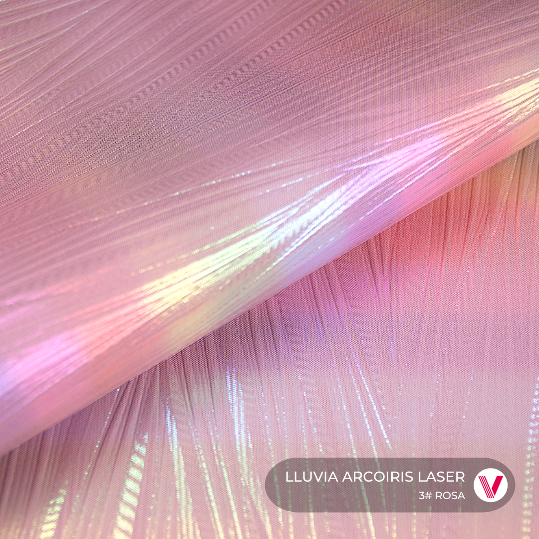 Sintetico Lluvia Arcoiris Laser Rosa