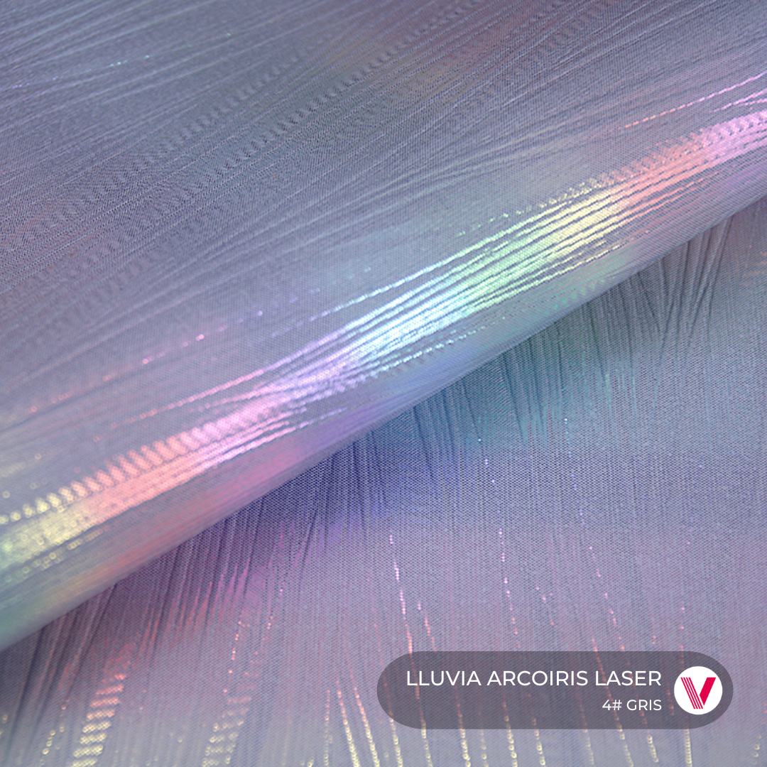 Sintetico Lluvia Arcoiris Laser Gris