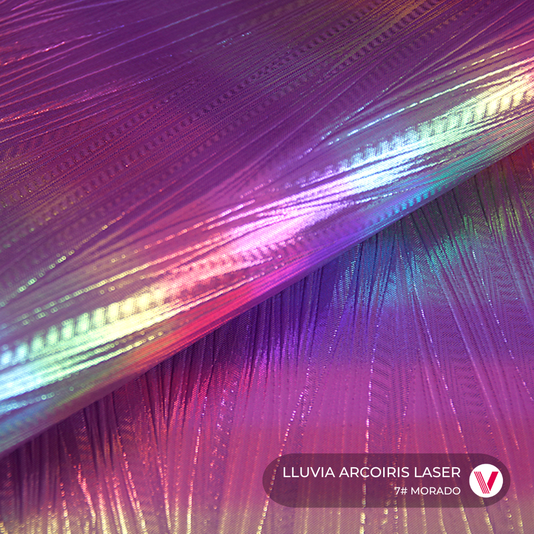 Sintetico Lluvia Arcoiris Laser Morado