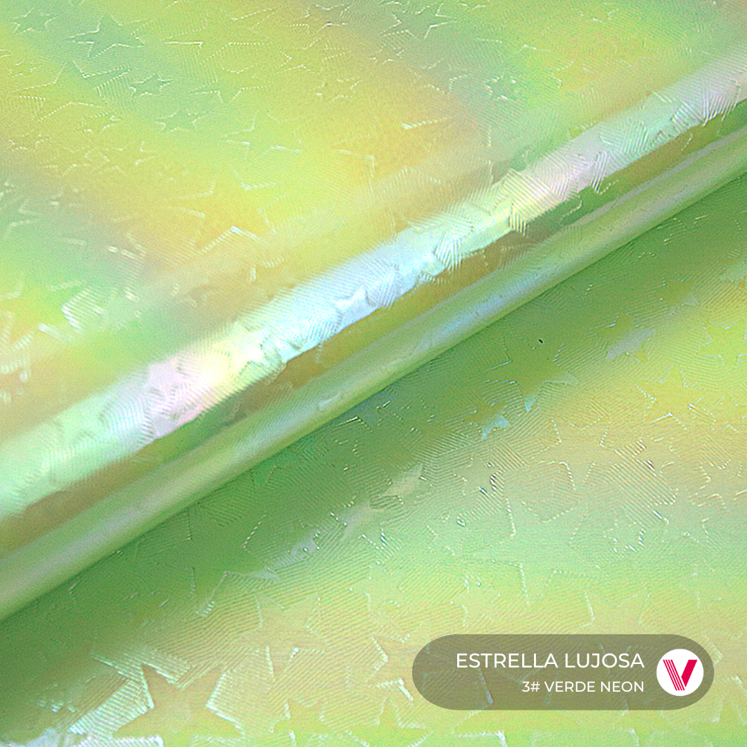 Sintetico Estrella Lujosa Verde Neon