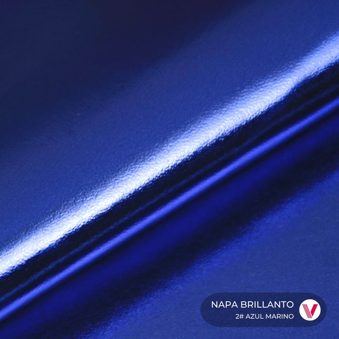 Sintetico Napa Brillanto Azul Marino