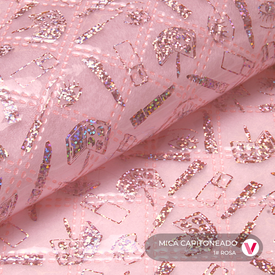 Sintetico Mica Capitoneado Rosa