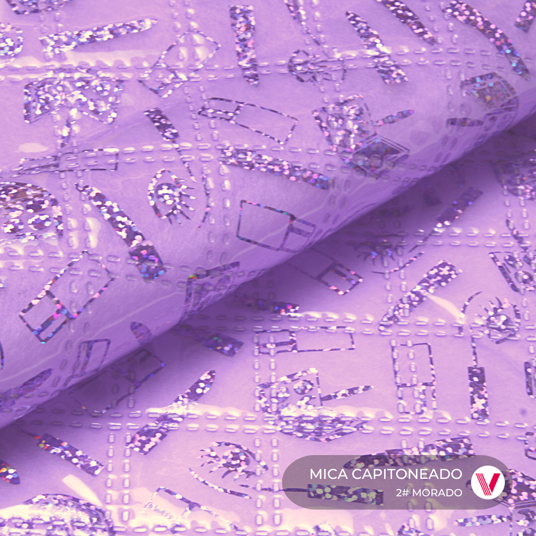 Sintetico Mica Capitoneado Morado