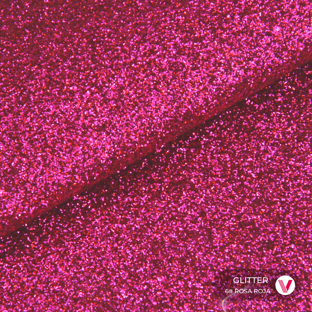 Sintetico Glitter Rosa Rojo