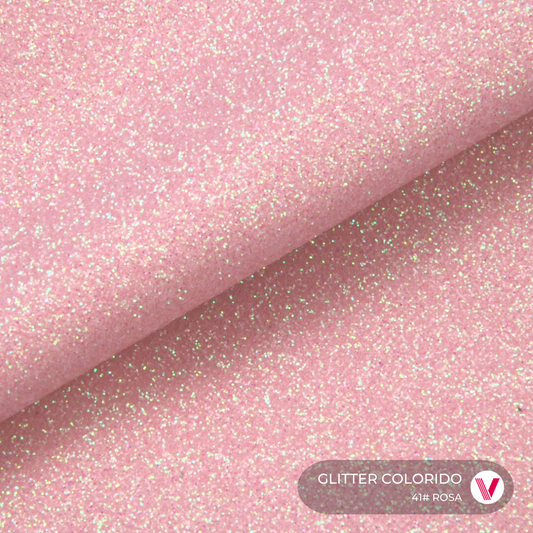 Sintetico Glitter Colorido Rosa