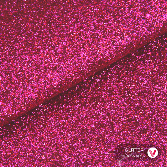 Sintetico Glitter Rosa Rojo